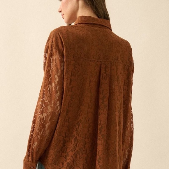 Women's Brown Lace Jacket - Picture 3 of 3